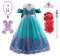 Kosplay Mädchen Ariel Prinzessin Kleid mit Accessoires Perücken Meerjungfrau Verkleidung Kinder Geburtstag Party Weihnachten Halloween Karneval Cosplay Prinzessin Kostüm
