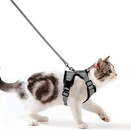 Wdmiya Arnes Gato Antiescape, Arnés para Gato Ajustable con Correa de 150cm, Chaleco Suave Cómodo Reflectante Transpirable para Caminar Entrenar, Gatos Adultos Grande Mediano y Pequeño