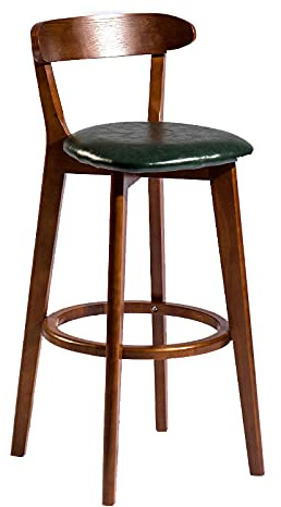28Inches PU Leather Counter Barstool for Bar Kitchen Dining Room Living Room and Bistro Pub Height Stool with Backrest Solid Rubber Wood Legs(Black) (Green)