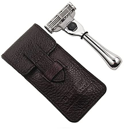 Parker Travel Mach 3 Compatible Razor with Leather Case Modell TravM3