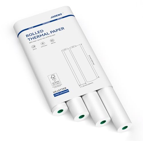 JADENS US Letter Size Quick-Dry Thermal Printer Paper 8.5''x11'', 4 Rolls, Compatible with Gloryang & JADENS PD-A4 Portable Printer