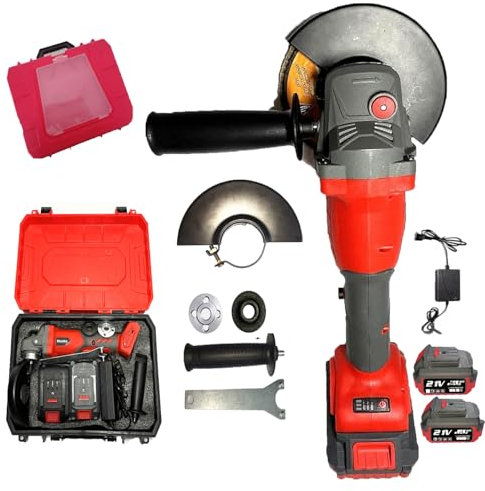 Hooha Akku Winkelschleifer Mit Akku Und Ladegerät 21 V, 125 mm Scheibendurchmesser, 11000 U/min,Softstart,Sperrgeschwindigkeit,4.0Ah Angle Grinder, Zum Trennen，Schleifen, Und Bürsten Von Materialien