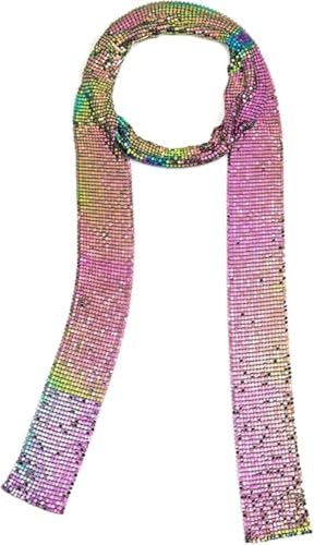 wirepool Glitter Sparkle Scarve Metal Sequins Neck Tie Scarf Party Evening Long Thin Skinny Tie Shawls Neckerchief Gold Silver Necklace Fashion Party Accessories Gift for Women Girl (Multicolor)