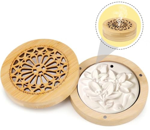 DHWEKU Diffusore di Oli Essenziali diffusori olio essenziale Pietra Diffusore Olio Essenziale Diffusore Oli Essenziali Piccolo Con Scatola di Profumo di Legno per Soggiorno Bagno Auto Camera da Letto