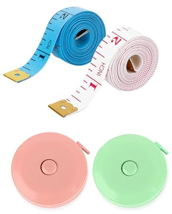 4 Pièces Mètre à Ruban de Tailleur de Mesure pour Couturier Inscription Double Face - 150cm, 60 pouces, Ruban à Mesurer Rétractable, Souple pour Regime Couture Tailleur