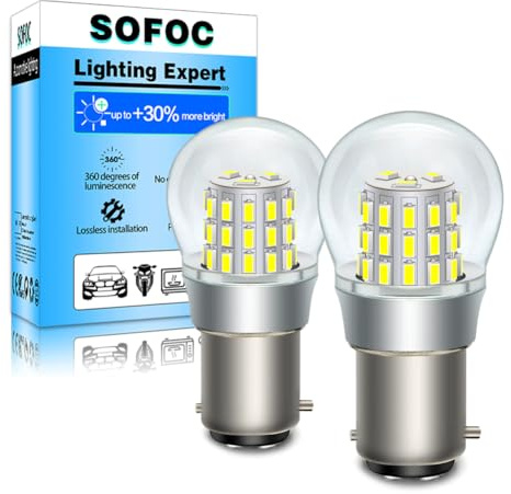 SOFOC BAX15D Glödlampa LED 6V 12V DC Vit Backljus DRL Kupéljus För Bil Husbil Kamper Båt .etc 3014 39SMD 1000Lm Ljusare 2Pcs