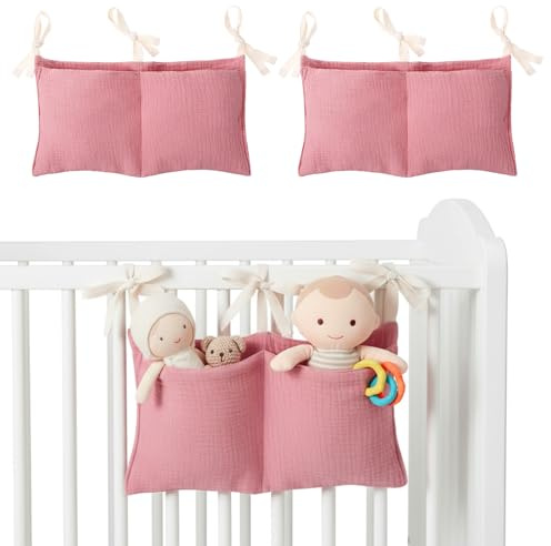 XLIUAX 2 organizadores para la habitación de los niños, organizador para cuna de bebé, con 2 bolsillos, habitación infantil, organizador de cama colgante, bolsa de almacenamiento para pañales, ropa