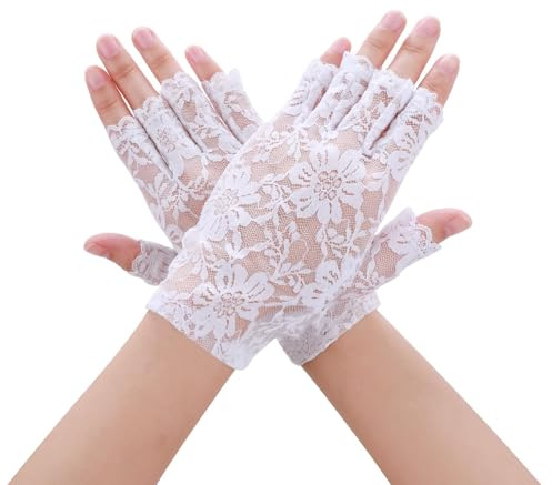 SinChic Lace Fingerless Gloves - Bridal & Prom Gloves for Wedding & Tea Party Costume Accessories