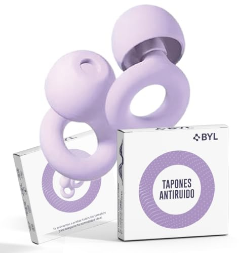 BYL® - SUPER PACK tapones para oidos anti ruido para dormir - tapones para dormir 28dB - auriculares para dormir tallas XS/S/M/L - tapones oidos cancelacion de ruido - ear plugs - earplugs CE (MORADO)