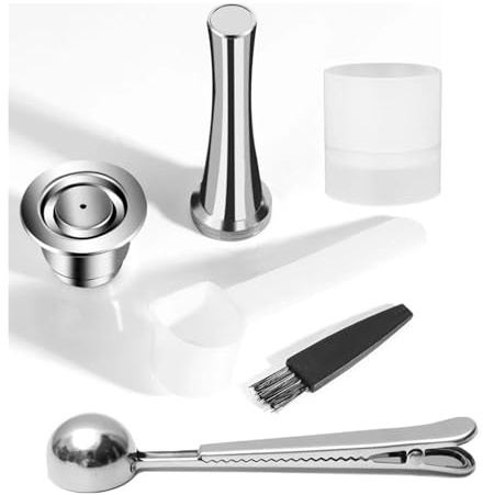 Reusable Coffee Capsule，Compatible For Nespresso，，Compatible For Espresso Crema,Cups Stainless Steel Refillable Coffee Pods Filters(1SET)