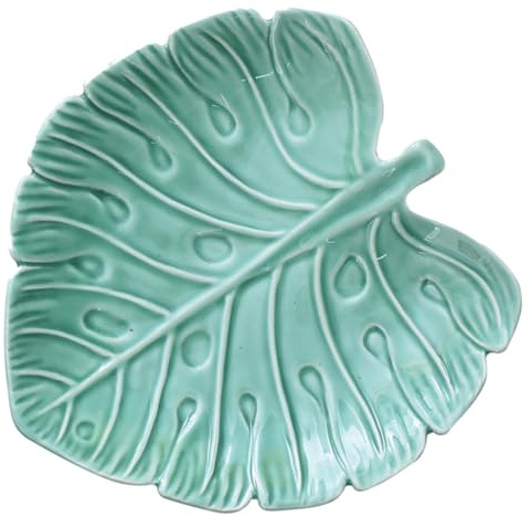 Sewroro Bandeja para Alimentos de Cerámica 6 Pulgadas Color Verde Oscuro Plato de Servicio Creativo para Desayuno y Postres Adecuado para Reuniones y Restaurantes