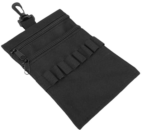 Hamwesh Tee-påse, 9-fack Golf Tee Bag med 360 Graders Roterande Klämma och Fickor med Dragkedja, för Golfbollar och Träningstillbehör 7,87x5,51in Svart