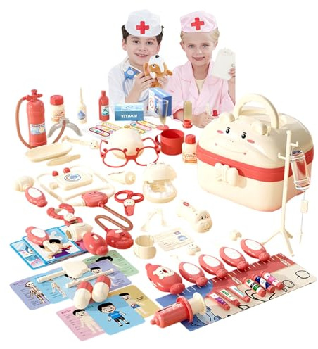Jeu de rôle pour enfants - Jeu de rôle pour enfants - Avec design de valise - Jeu de rôle - Kit de jeu médical - Jeu de docteur - Utilisation polyvalente avec éclairage et effets sonores - Pour