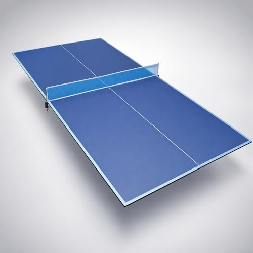 Tavolo da ping pong pieghevole, resistente alle intemperie, tavolo da ping pong da torneo, 12 mm MDF, resistente ai raggi UV, 243 x 122 cm, blu, portatile, senza telaio, salvaspazio, per interni ed