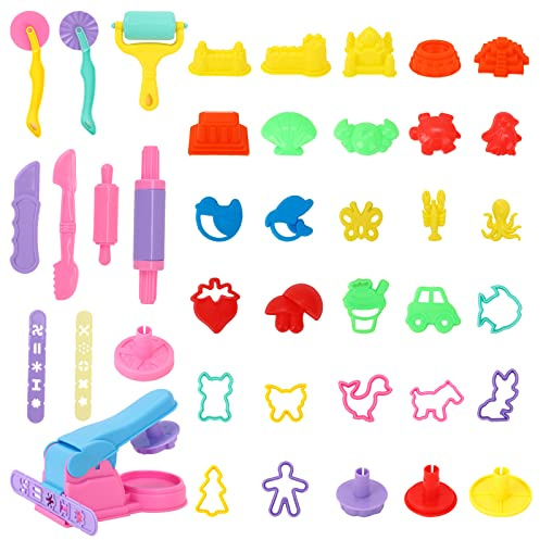 44 Pcs Playdoh Accessories Set,Play Dough Tools Set Play Doh Tools and Cutters Kids Toddlers Modeling Clay Set,Clay Dough Tool for Toddlers Boys Girls DIY Creation Play Dough Accessories