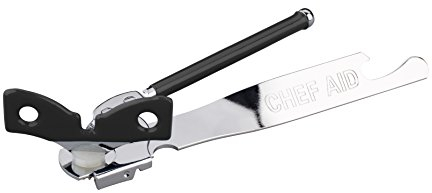 Chef Aid Traditioneller Dosenöffner mit Schmetterlingsdrehgriff und integriertem Flaschenöffner am Griff, Tägliches Küchenutensil im Retro-Stil