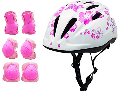 Girls Helmet and Knee Pads for Toddler Ages 3 to 10 Years Old Boys Girls Cycling Skating Scooter Helmet