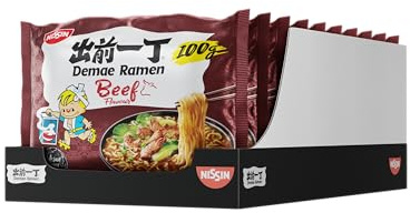 Nissin Demae Ramen – Rind, 10er Pack, Instant-Nudeln japanischer Art, mit Rindfleisch-Geschmack & asiatischen Gewürzen, schnell & einfach zubereitet, asiatisches Essen (10 x 100 g)