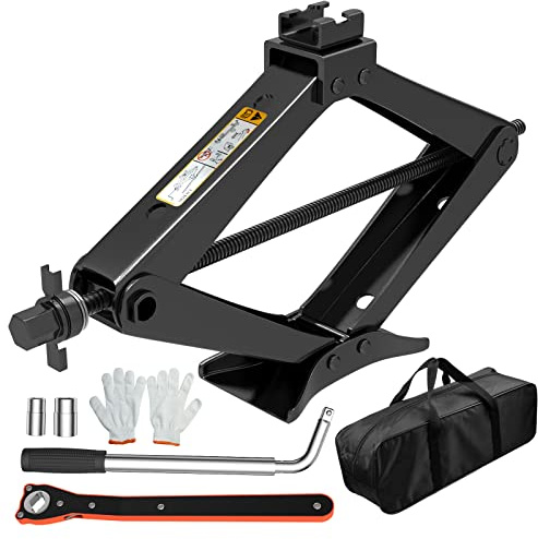 IMAYCC Cric a forbice per auto/SUV/MPV – Kit di cric per auto resistente da 3,0 tonnellate (7000 libbre) con sollevatore a manovella, kit portatile di emergenza per cambio pneumatici con chiave a