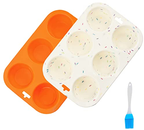 Haggt® 2 Pezzi Stampi in Silicone per Muffin, Teglia Muffin 6 da Forno, Muffin Stampo, Muffin Silicone, Teglie Silicone per Muffin Cupcake Dolci