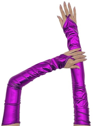 Gants longs en cuir verni - 55 cm - Pour femme - Sexy - Avec revêtement - Pour mariage, bal de fin d'année, thé - Accessoires de vêtements - Blanc