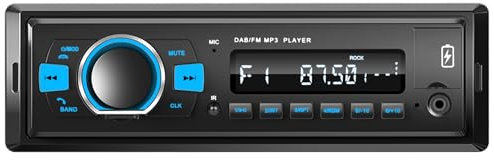 DAB Autoradio 1 Din Bluetooth Autoradio mit Bluetooth Freisprecheinrichtung FM Radio/USB/TF/Aux in/EQ MP3 Player mit Fernbedienung Lenkradsteuerung Radio Stereo Schnellladefunktion