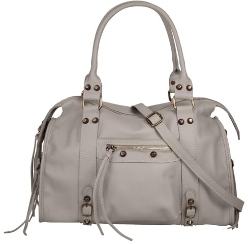 forty° Shopper Echt Leder Damen | Made in Italy | Handtasche mit Nieten | Henkeltasche mit Fransen | 022214