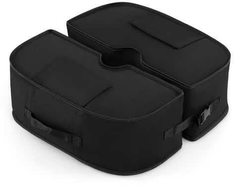 COSTWAY Bolsa de Peso, Base de Sombrilla Impermeable, Hebillas de Fijación, Asa de Transporte, Bolsa de Arena Plegable y Desmontable para Patio Playa Jardín (Redonda Partida,Negro)
