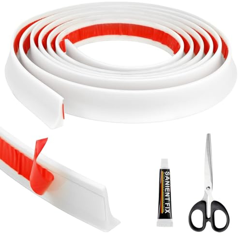 5M Shower Tray Sealing Strip - Silicone Wet Room Floor Barrier, Bendable Bath Sink Edging Edge Seal Trim, Threshold Floor Water Barrier Retaining Strips, Bathroom Sealant for Wet and Dry Separation