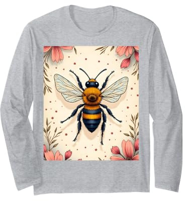 Pattern Beekeeper Beekeeping Flower Floral Big Bee Long Sleeve T-Shirt