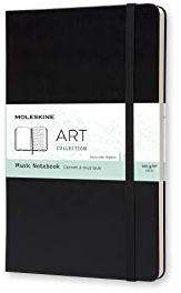Moleskine 13 x 21 cm Large Art Collection Music Notebook with Hard Cover and Elastic Closure, Paper Suitable for Pens, Pencils and Fountain Pens, Black, 192 Pages