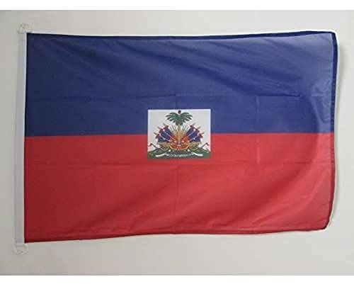 AZ FLAG - Drapeau Haïti Spécial Extérieur - 150x90 cm - Drapeau Haïtien En Maille Bloquée Avec Anneaux Plastiques Intégrés - 170g