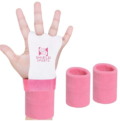 FITNESS Gymnastics Bar Grips for Kids Leather Hand Grips for Gymnastic Bars & Pull Up Training Non-Slip Junior Bar Gloves with Wrist Support Kids Exercise (Medium)