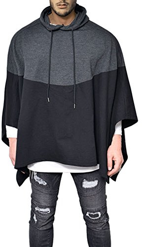 Anatoky herr oregelbundna lösa fladdermöss ärmar poncho kappa med huva (M till 5XL)