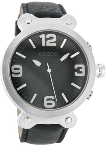Oozoo - XXL Damenuhr mit Lederband - C4058 - Creme/Cognac