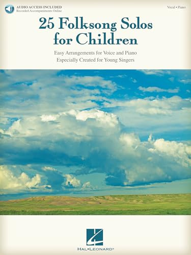 25 Folksong Solos for Children Vocal/Piano Songbook | Sheet Msuic Book and Online Audio | Easy Folk Songs for Kids Solo Voice with Piano Accompaniment | Hal Leonard Vocal Collection