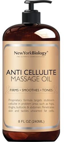 New York Biology Anti Cellulite Massage Oil 240 ml – Made with 100% Natural Oils – Body Oil for Massage Therapy, Muscle Relaxation and Deep Tissue