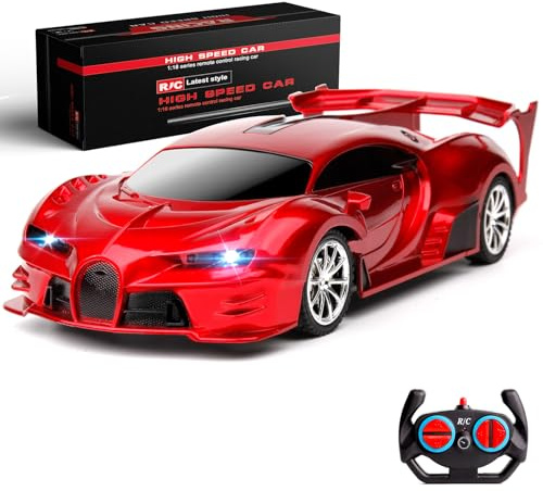 KULARIWORLD Remote Control Car Rechargeable High Speed 1/18 RC Cars Toys for Boys Girls Vehicle Racing Hobby with Headlight Christmas Birthday Gifts for Kids (Red)