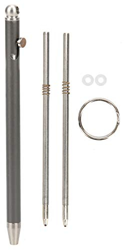 SUNGOOYUE Mini Ballpoint Pen, Pure Titanium Portable Keychain Pen -Sign Ballpoint Writing Instrument(Grey)