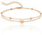 RWQIAN Damen Verstellbares Fußkettchen Edelstahl Wasserdichtes Fußkettchen mit Herz,Kettenlänge 20cm+5cm Roségold