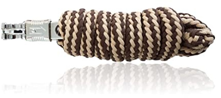 Cuerda para caballos con gancho de pánico estable, longitud 2 m, muchos colores (marrón-beige)