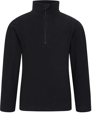 Mountain Warehouse Camber II Kids Half-Zip Fleece - Lightweight & Breathable Microfleece Sweatshirt, Boys & Girls - Autumn, Winter, Outdoors, Travel Jet Black Kids Size 11-12 Years