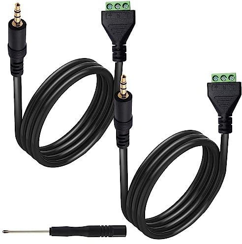 RUNCCI-YUN Cable Conector de 3,5 mm para terminales de Tornillo (1/8 Pulgadas) Audio Estéreo Macho a 3 Pines TRS Terminal de Tornillo Hembra Adaptador Convertidor Balun sin Soldadura(2Paquete/Macho)