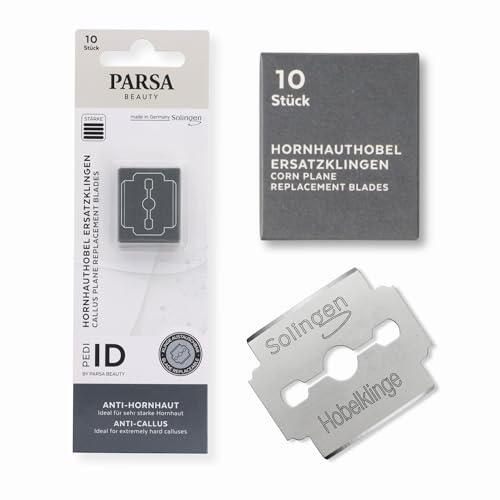 PARSA Beauty Ersatzklingen für unseren Hornhauthobel - (10 Stück) glatte Füße – Professionelle Ersatzklingen für Ihre Fußpflege zu Hause – angenehme Hornhauthobel für jeden – Solingen Stahl