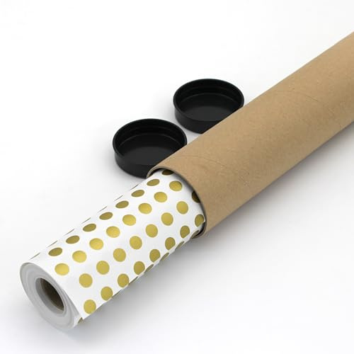 Rollo de papel de regalo 60CM x 25M Lunar Oro. Ideal para: Envolver regalos, aniversarios, Reyes Magos y Navidad. (Oro)