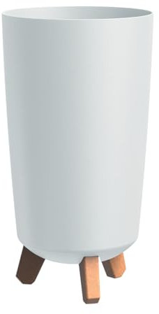 Prosperplast Gracia Tubus Slim Maceta con patas para interior y exterior, resistente a los rayos UV y a la intemperie, maceta moderna, redonda, de plástico, blanca, ligera y estable