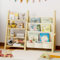 DUHARS Bücherregal Kinder Holz, mit Vier Etagen Kinder Regal für Spielzeug Aufbewahrung, Montessori Kinder Bücherregal für Kinderzimmer, Spielzimmer, Kindergarten, Schule, Kleines Bücherregal