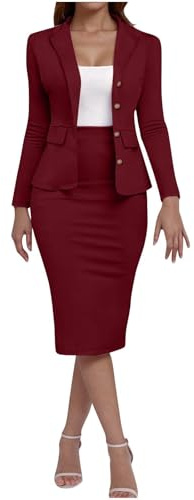 Traje conjunto de dos piezas para mujer, falda formal de oficina y trabajo, chaqueta larga, conjunto de negocio casual, elegante vestuario