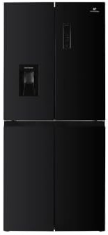 Réfrigérateur 4 portes avec distributeur d'eau - 446L - Total No Frost - L79 cm x H 180 cm - Noir - Classe D