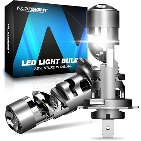 NOVSIGHT H7 LED Headlight Bulb - 80W 22000LM H7 Headlight Bulb Bi-LED Projector Lens, 1:1 Size 300% Brighter 6500K White Conversion Kit, Halogen Replacement, Plug and Play, Pack of 2